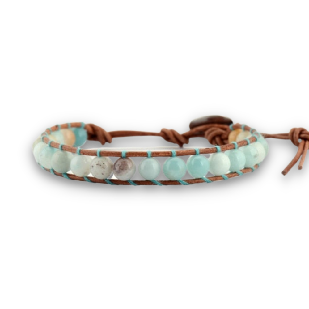 Bracelet Bohémien en Amazonite "Paix & Courage"