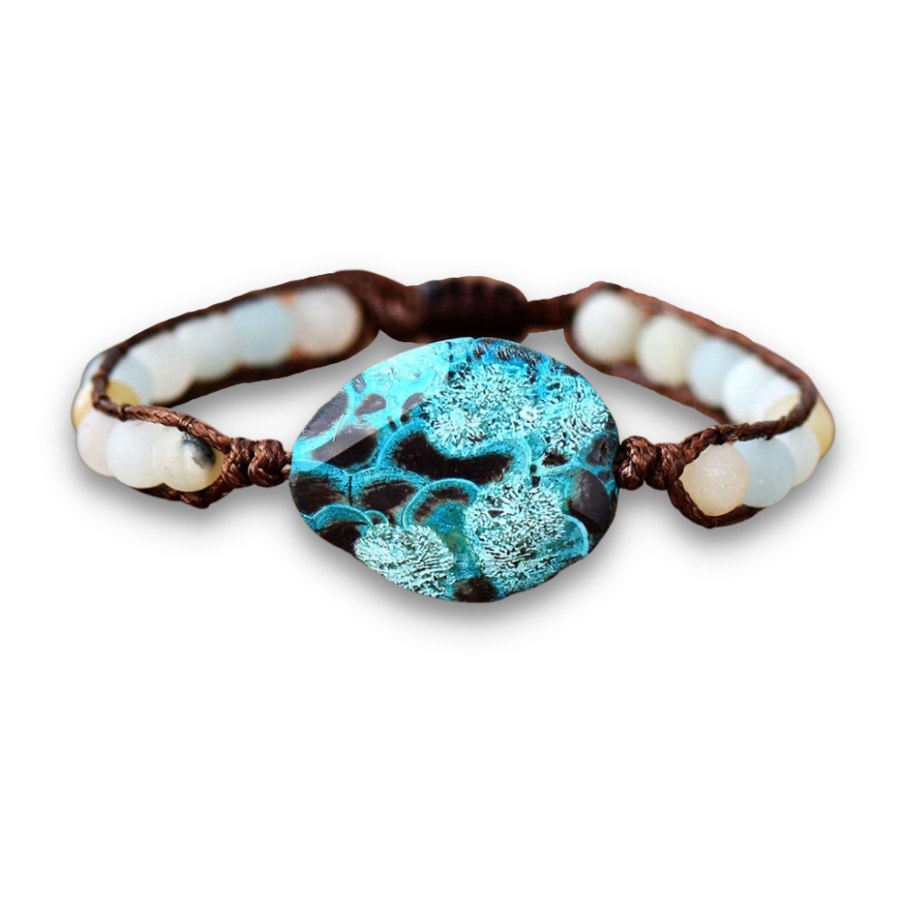 Bracelet Bohémien en Turquoise et Amazonite "Stabilité & Empathie" - Cabochon