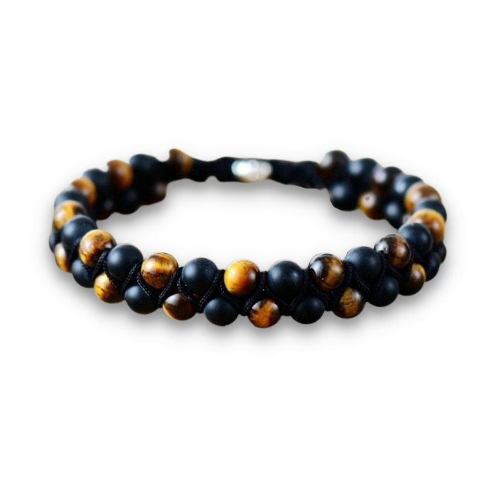 Bracelet Guérison en Oeil de tigre et Onyx "Courage & Audace"