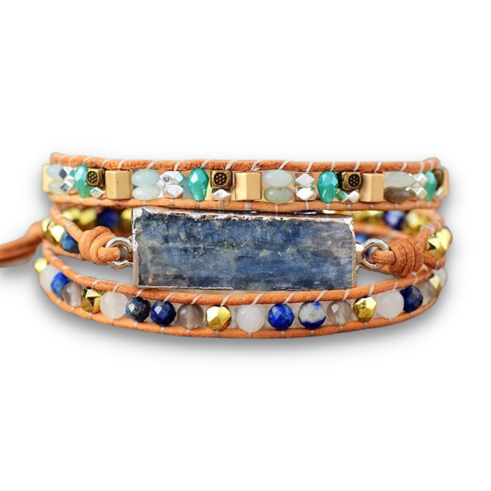 Bracelet Bohémien en Aigue Marine "Jeunesse & Guérison"