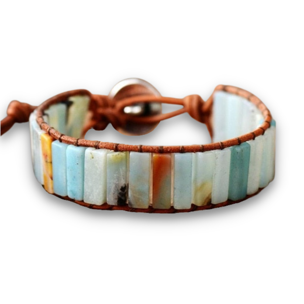 Bracelet Bohémien en Amazonite "Paix & Courage"