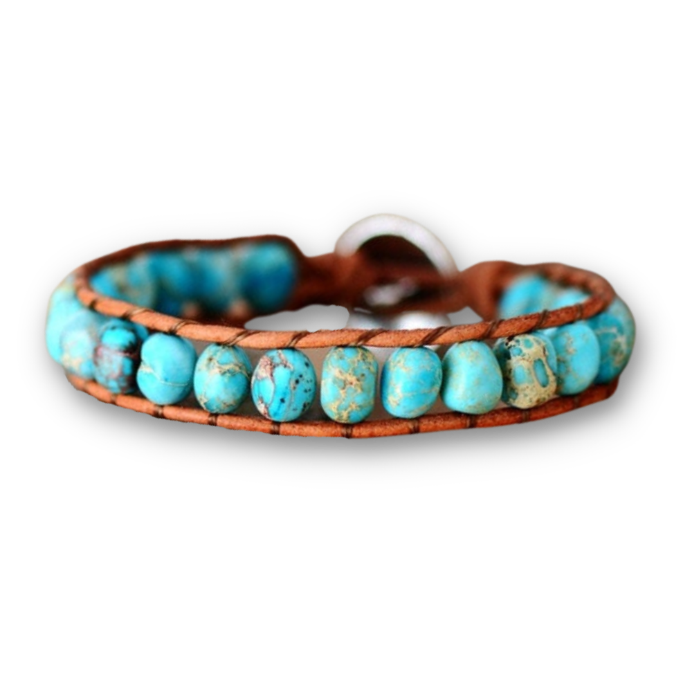 Bracelet Bohémien en Turquoise bleue "Sérénité & Bien être"