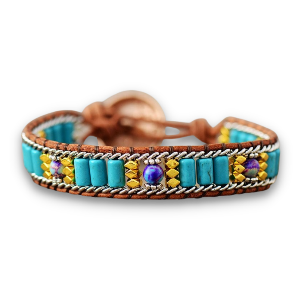 Bracelet Bohémien en Turquoise "Stabilité & Empathie"