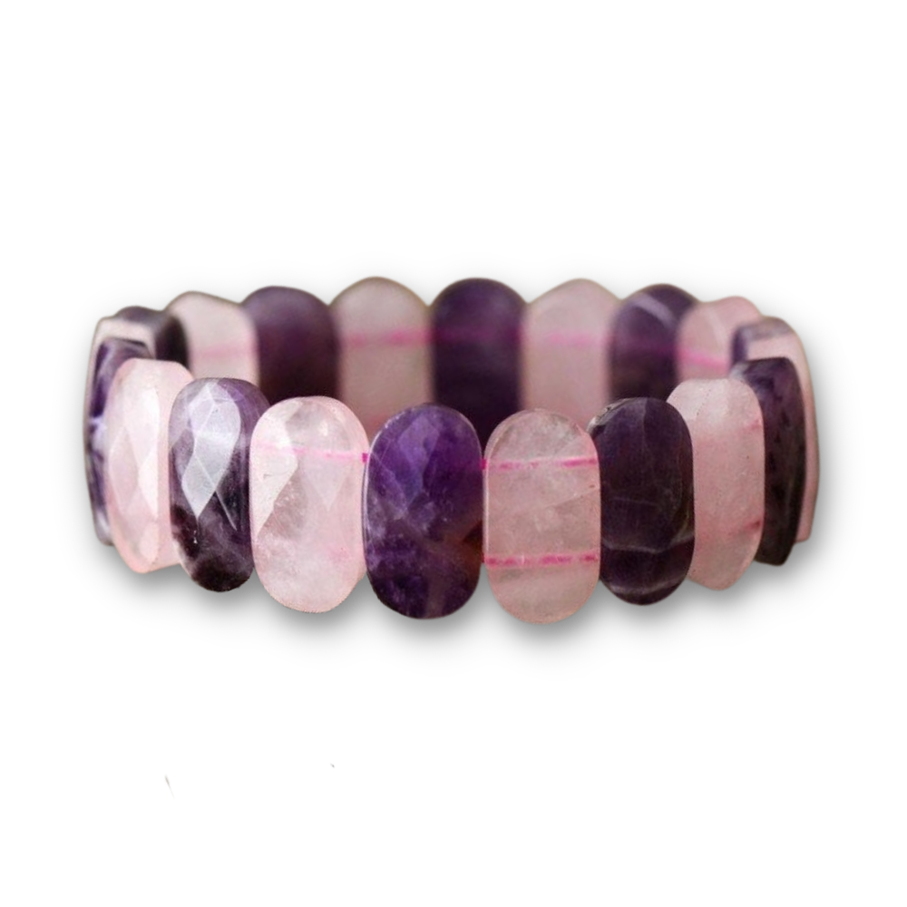 Bracelet en Améthyste et Quartz rose "Force & Sagesse"