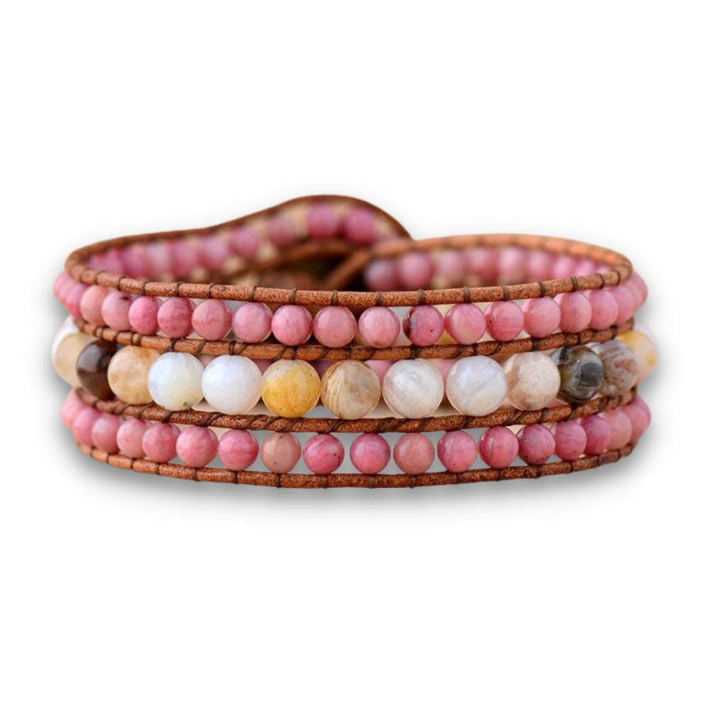 Bracelet Bohémien en Rhodonite et Jaspe "Amour & Bienveillance"