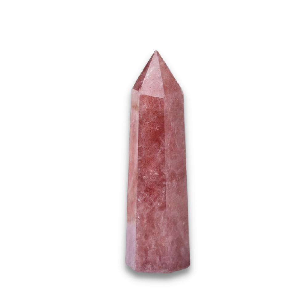 Obélisque Guérison en Quartz fraise "Légèreté & Amour"