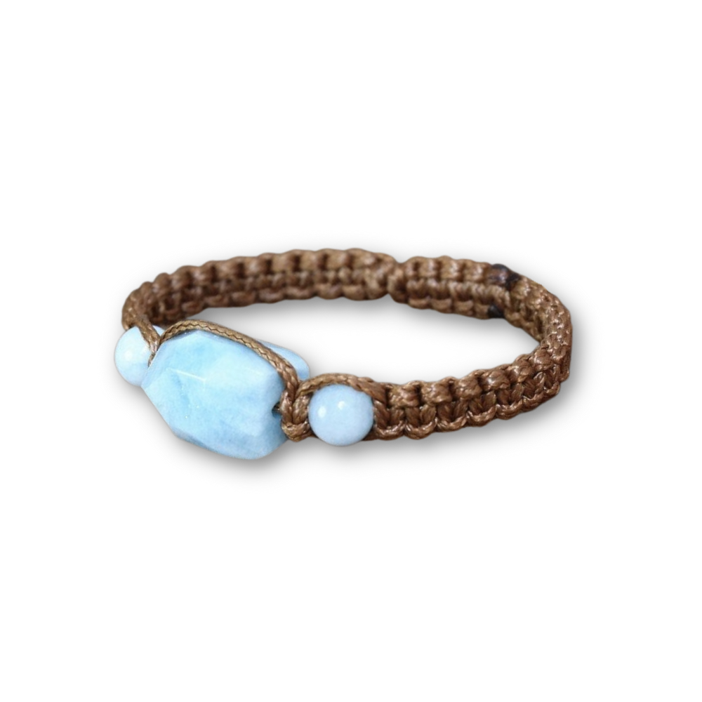 Bracelet Shamballa Yoga en Aigue Marine "Jeunesse & Guérison"
