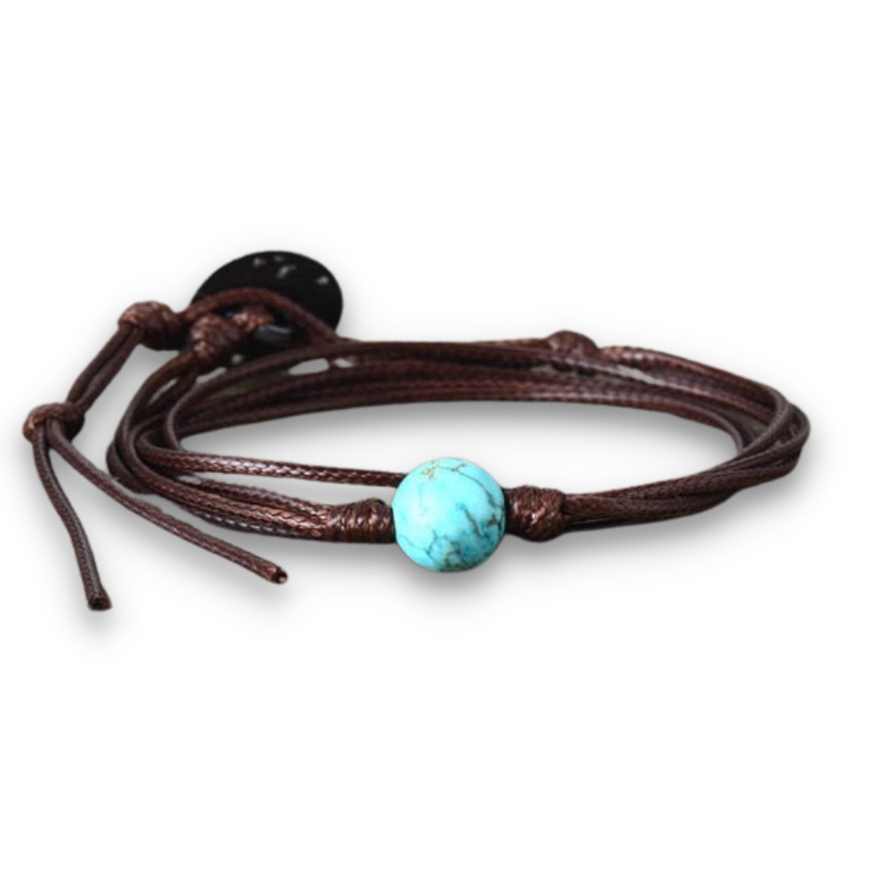 Bracelet Bohémien en Turquoise bleue "Sérénité & Bien être"