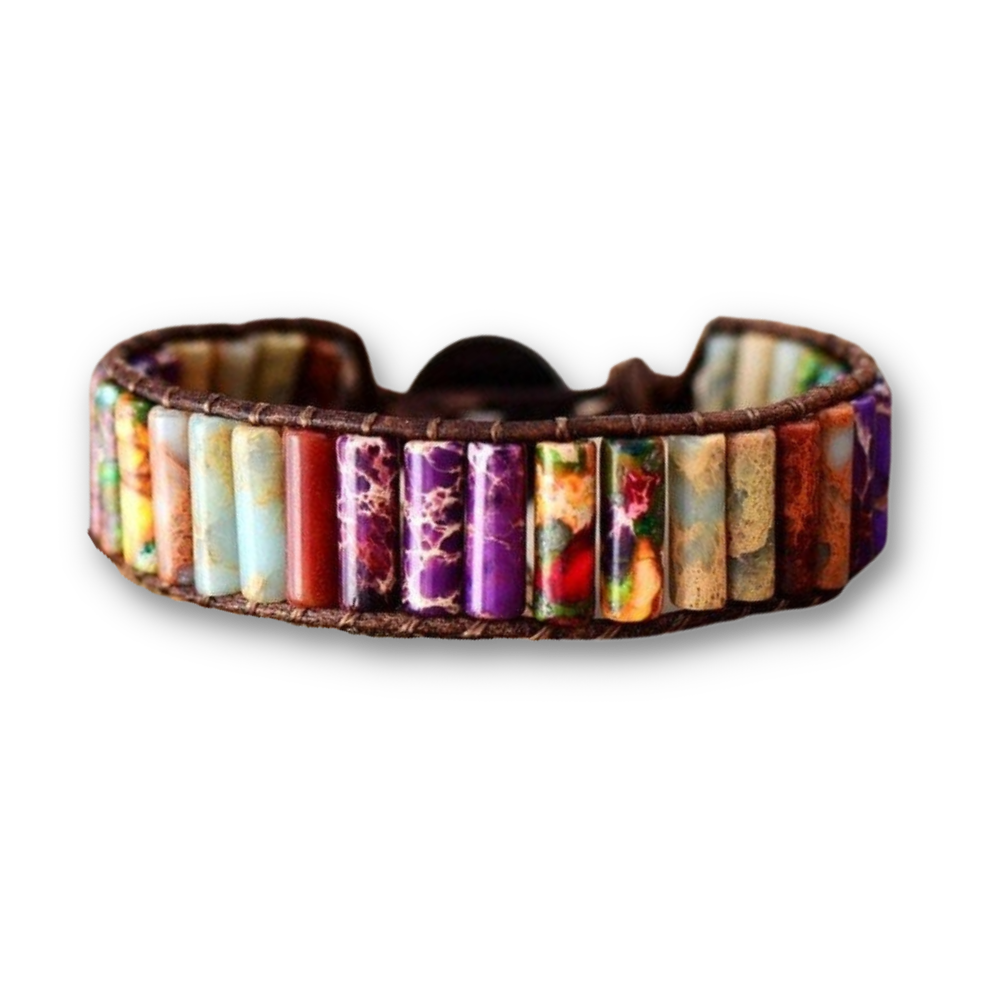 Bracelet Bohémien en Améthyste et Jaspe "Force & Sagesse"