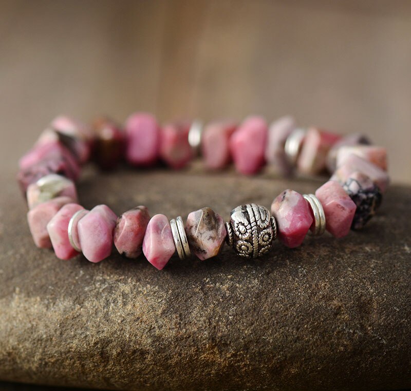 Bracelet en Rhodonite "Amour & Bienveillance" - Coeur