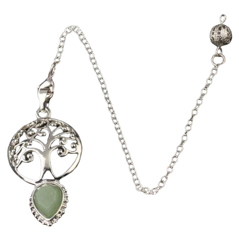 Pendule Guérison en Aventurine verte "Développement & Épanouissement" - Arbre de vie