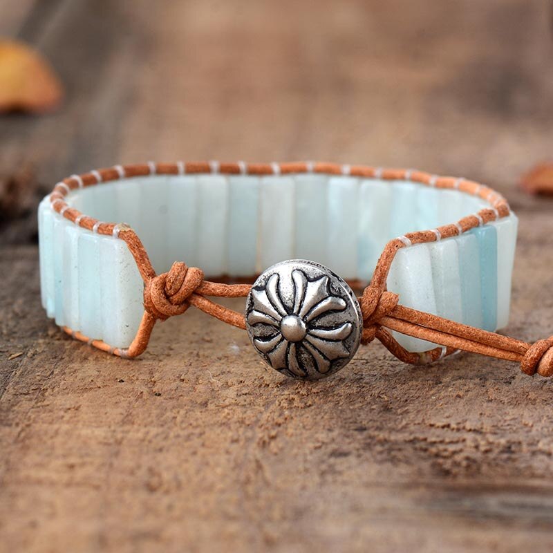 Bracelet Bohémien en Amazonite "Paix & Courage"