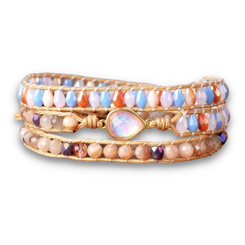 Bracelet Bohémien en Opale et Pierre de soleil "Créativité & Spontanéité"
