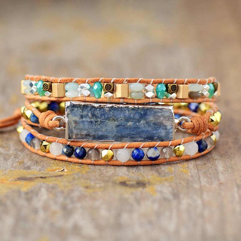 Bracelet Bohémien en Aigue Marine "Jeunesse & Guérison"