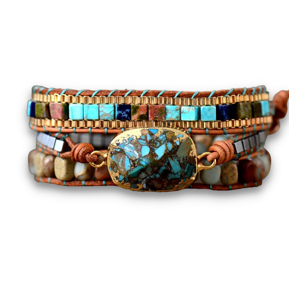 Bracelet Bohémien en Jaspe "Épanouissement & Estime de soi" - Cabochon