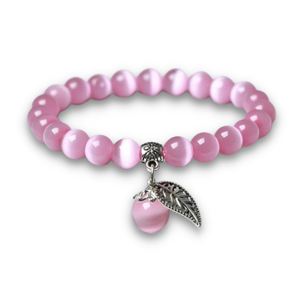 Bracelet Guérison en Tourmaline rose "Apaisement & Honnêteté" - Feuille