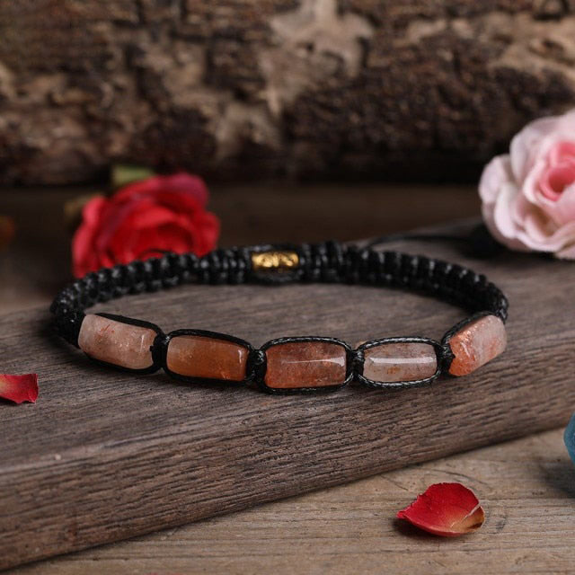 Bracelet Shamballa en Pierre de soleil "Chaleur & Optimisme"