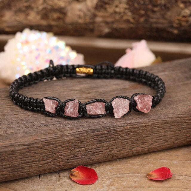 Bracelet Shamballa en Quartz fraise "Légèreté & Amour"