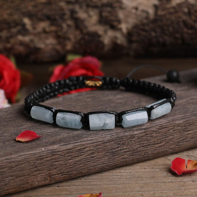 Bracelet Shamballa en Aigue Marine "Jeunesse & Guérison"