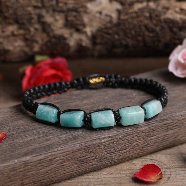 Bracelet Shamballa en Amazonite "Paix & Courage"