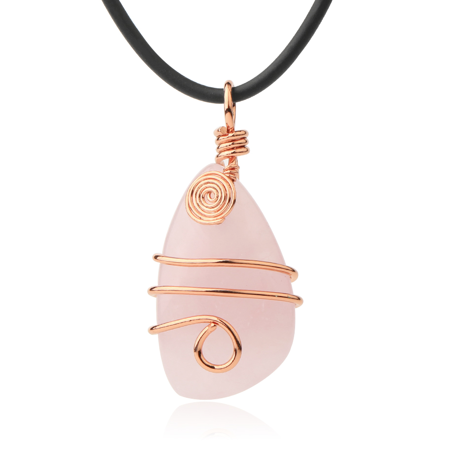 Cordon et son Pendentif en Quartz rose "Amour & Confiance en soi"