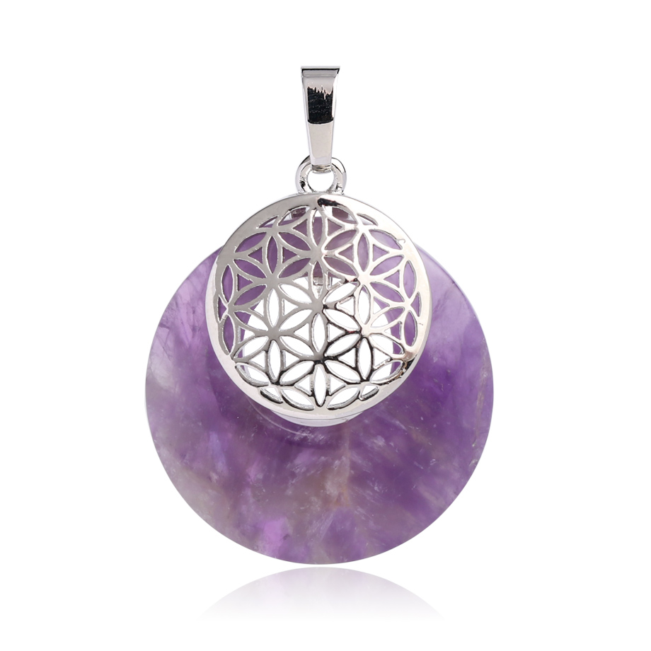 Pendentif Reiki en Améthyste "Force & Sagesse" - Fleur de vie