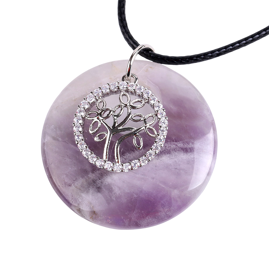 Cordon et son Pendentif Reiki en Améthyste "Force & Sagesse" - Arbre de vie