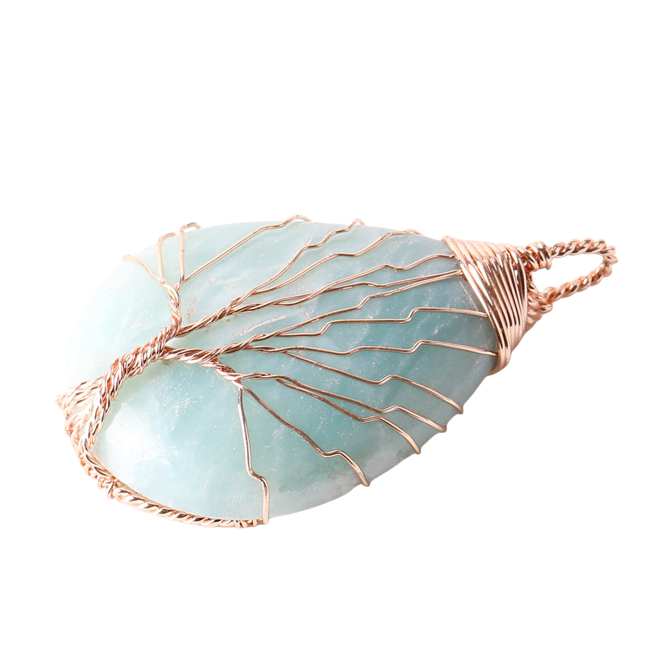 Pendentif Reiki en Amazonite "Paix & Courage" - Arbre de vie