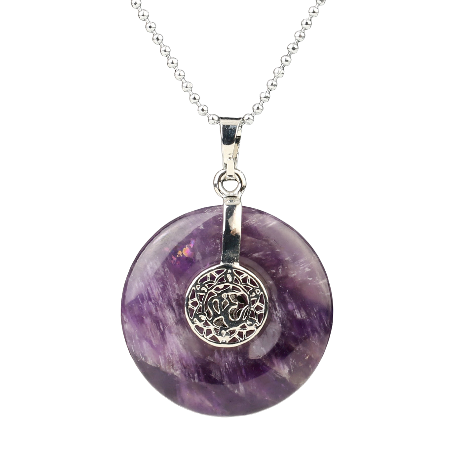 Chaîne et son Pendentif Yoga en Améthyste "Force & Sagesse"