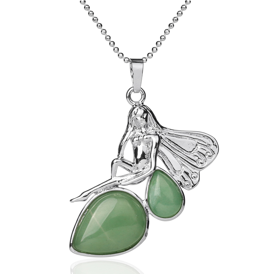 Chaîne et son Pendentif en Aventurine "Chance & Fortune" - Goutte