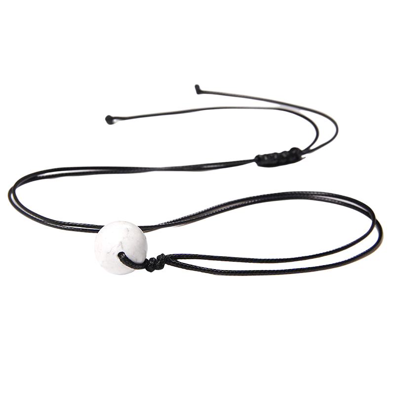 Cordon et son Pendentif Porte Bonheur en Turquoise blanche "Sagesse & Conscience"