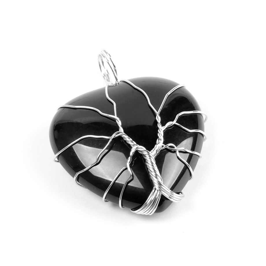 Pendentif en Agate noire "Persévérance & Protection" - Arbre de vie
