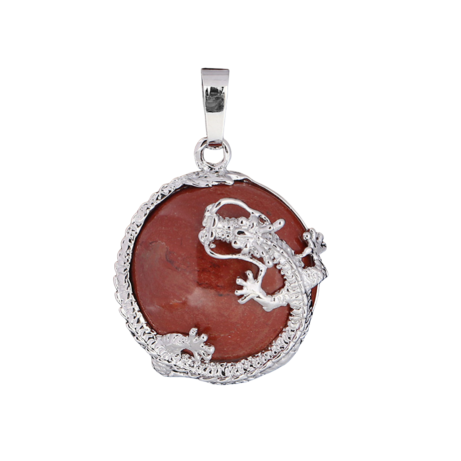 Pendentif Porte Bonheur en Jaspe rouge "Force & Spiritualité" - Dragon
