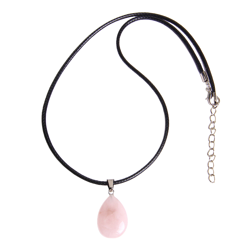 Cordon et son Pendentif en Quartz rose "Amour & Confiance en soi" - Goutte