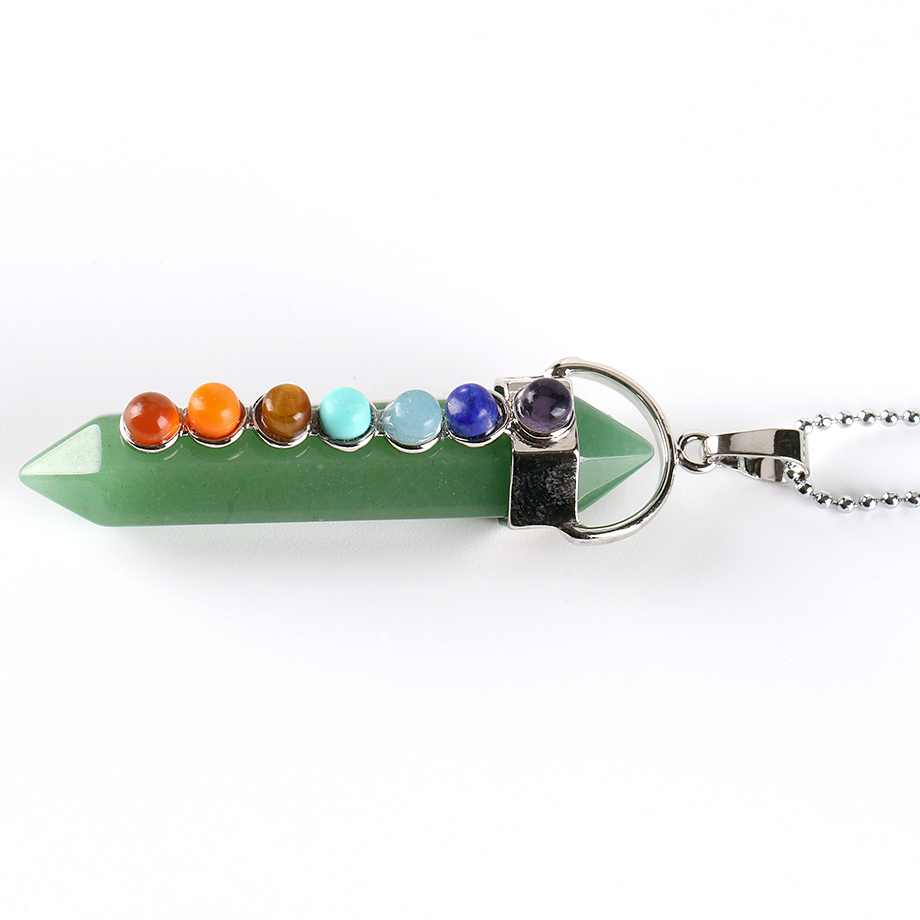 Chaîne et son Pendentif Sept Chakras en Aventurine verte "Développement & Épanouissement" - Prisme