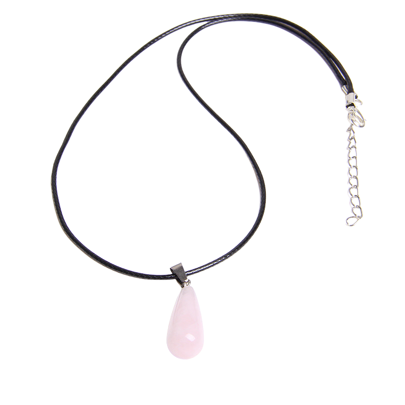 Cordon et son Pendentif en Quartz rose "Amour & Confiance en soi" - Goutte