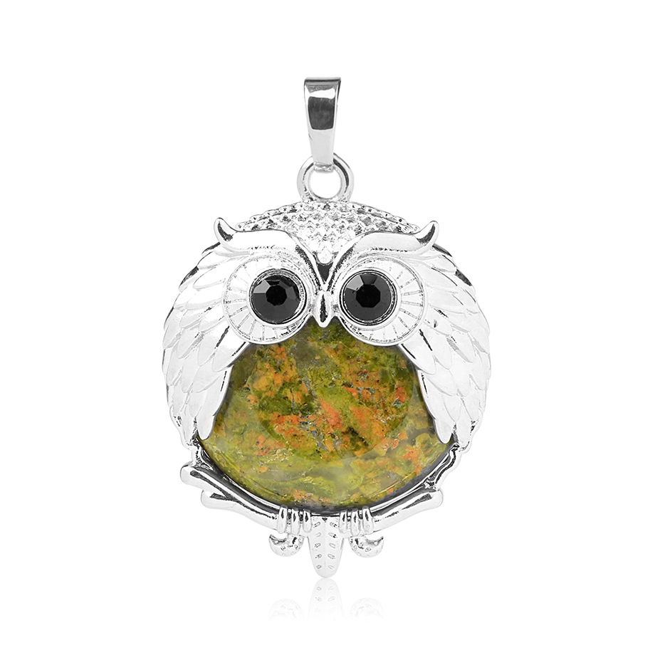 Pendentif Reiki en Unakite "Confiance & Sagesse" - Chouette