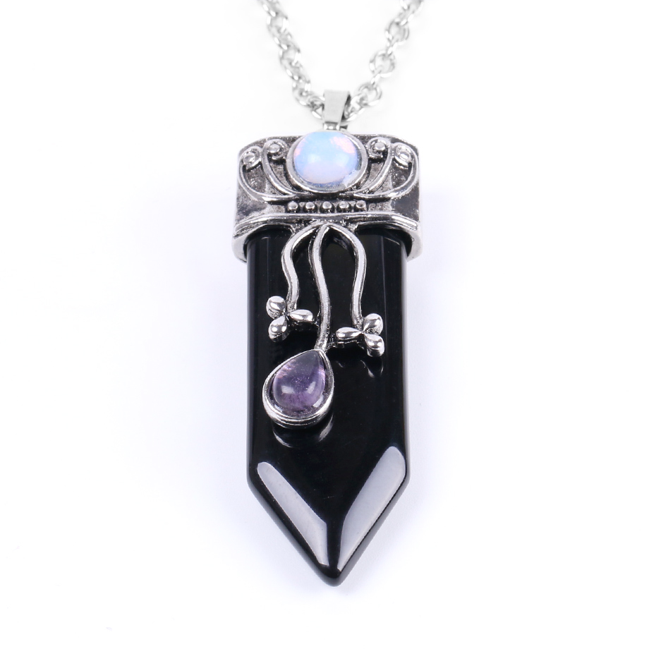 Chaîne et son Pendentif Guérison en Obsidienne "Protection & Réconfort"
