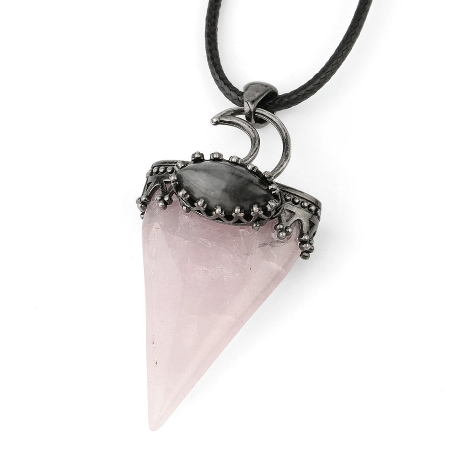 Cordon et son Pendentif en Quartz rose "Amour & Confiance en soi" - Lune