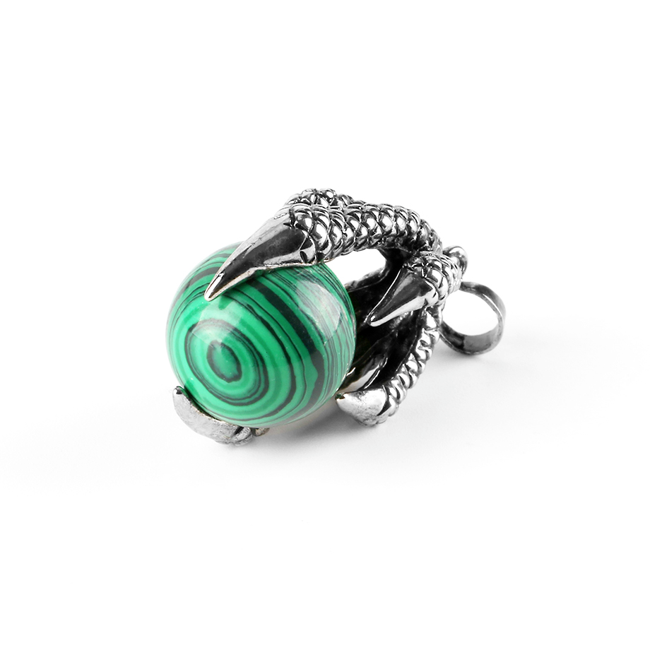 Pendentif Reiki en Malachite "Protection & Clairvoyance" - Griffes de dragon