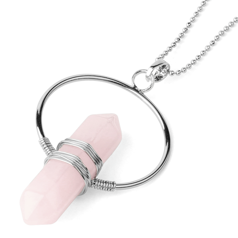 Chaîne et son Pendentif Yoga en Quartz rose "Amour & Confiance en soi" - Prisme
