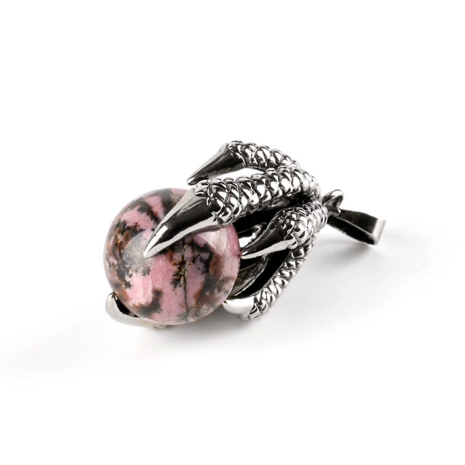 Pendentif Reiki en Rhodonite "Amour & Bienveillance" - Griffes de dragon
