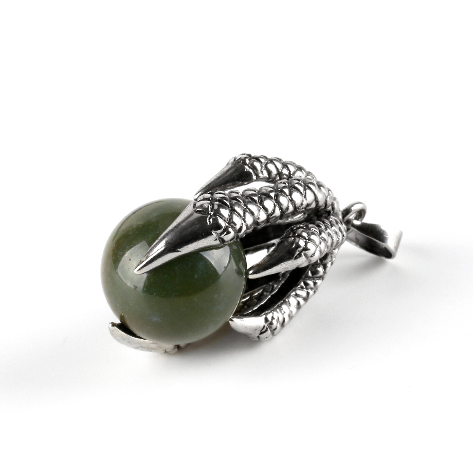 Pendentif Reiki en Agate indienne "Équilibre & Prospérité" - Griffes de dragon