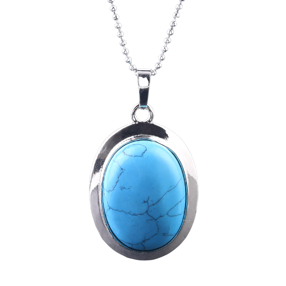 Chaîne et son Pendentif Reiki en Turquoise "Stabilité & Empathie" - Cabochon