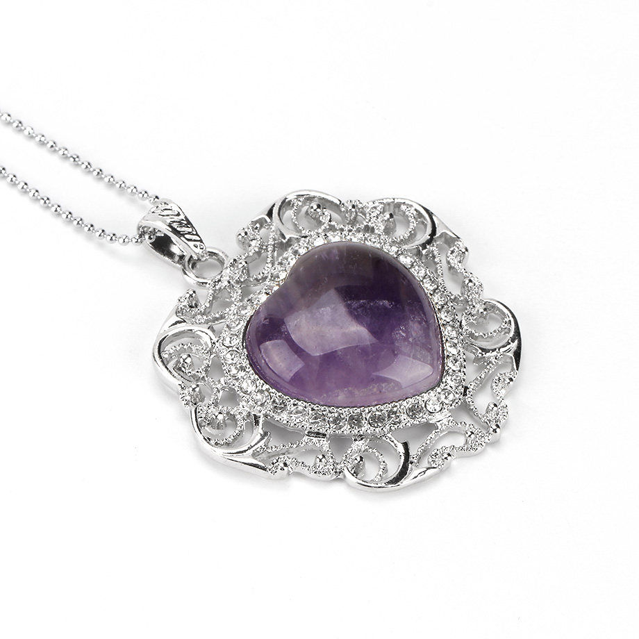 Chaîne et son Pendentif en Améthyste "Force & Sagesse" - Coeur