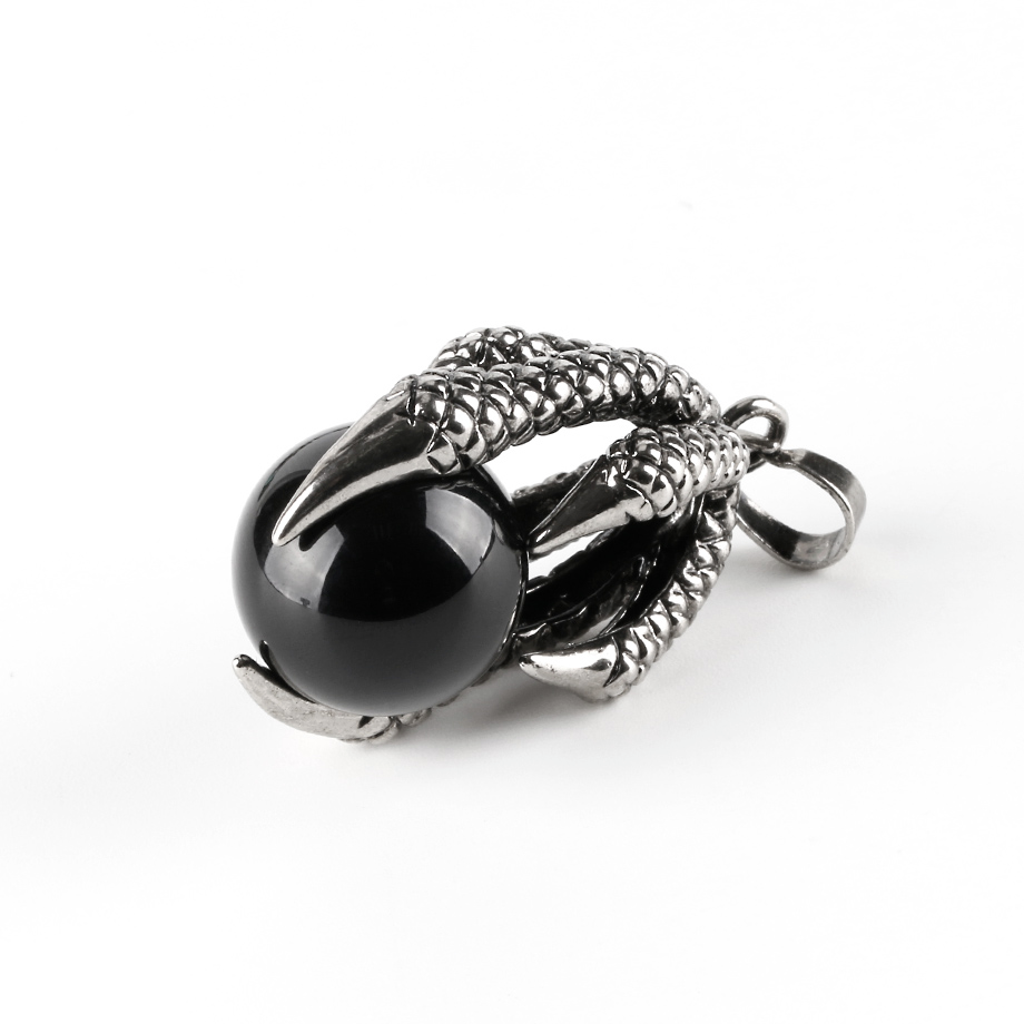 Pendentif Reiki en Agate noire "Persévérance & Protection" - Griffes de dragon