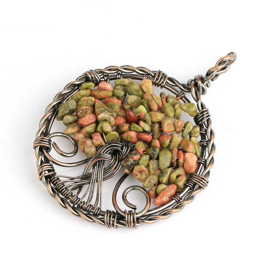 Pendentif Reiki en Unakite "Confiance & Sagesse" - Arbre de vie