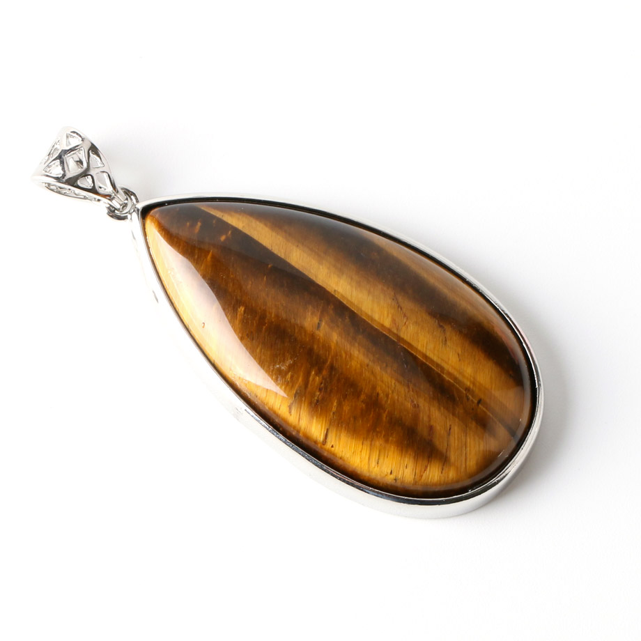 Pendentif Guérison en Oeil de tigre "Courage & Audace" - Goutte