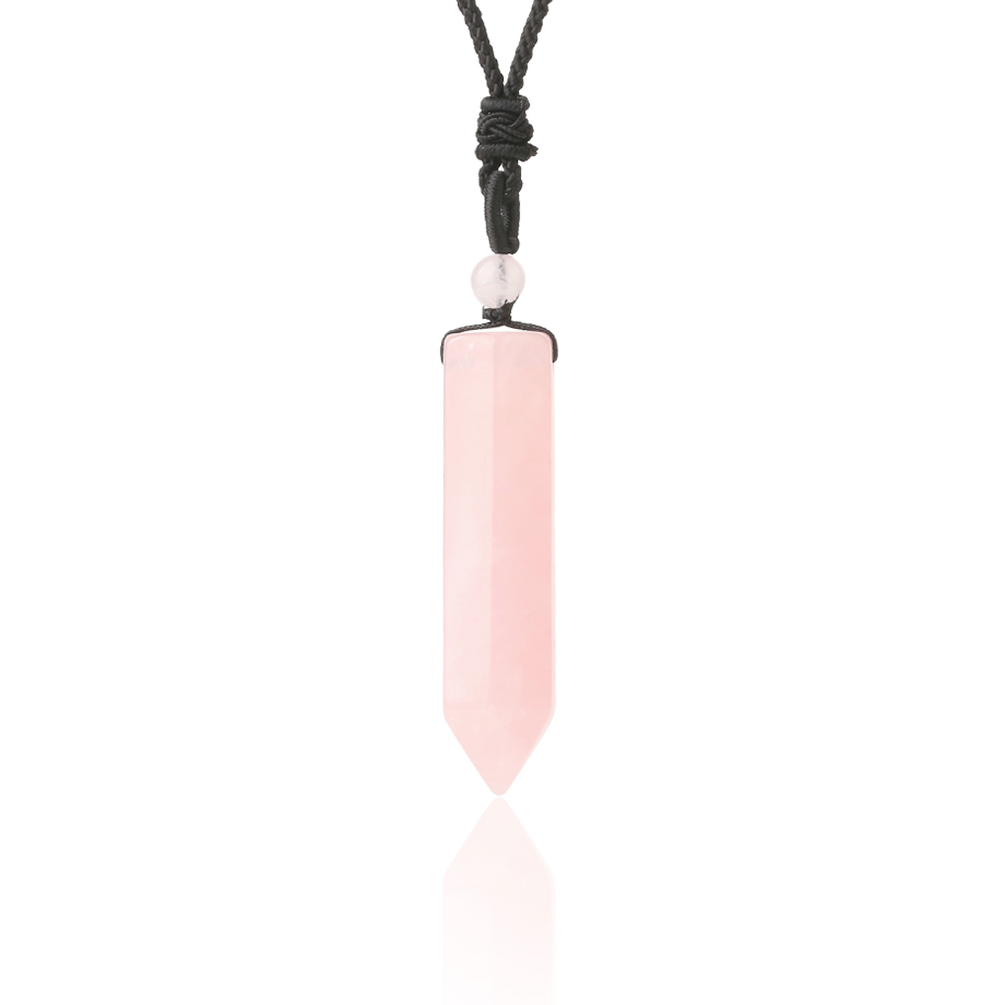 Cordon et son Pendentif Reiki en Quartz rose "Amour & Confiance en soi"