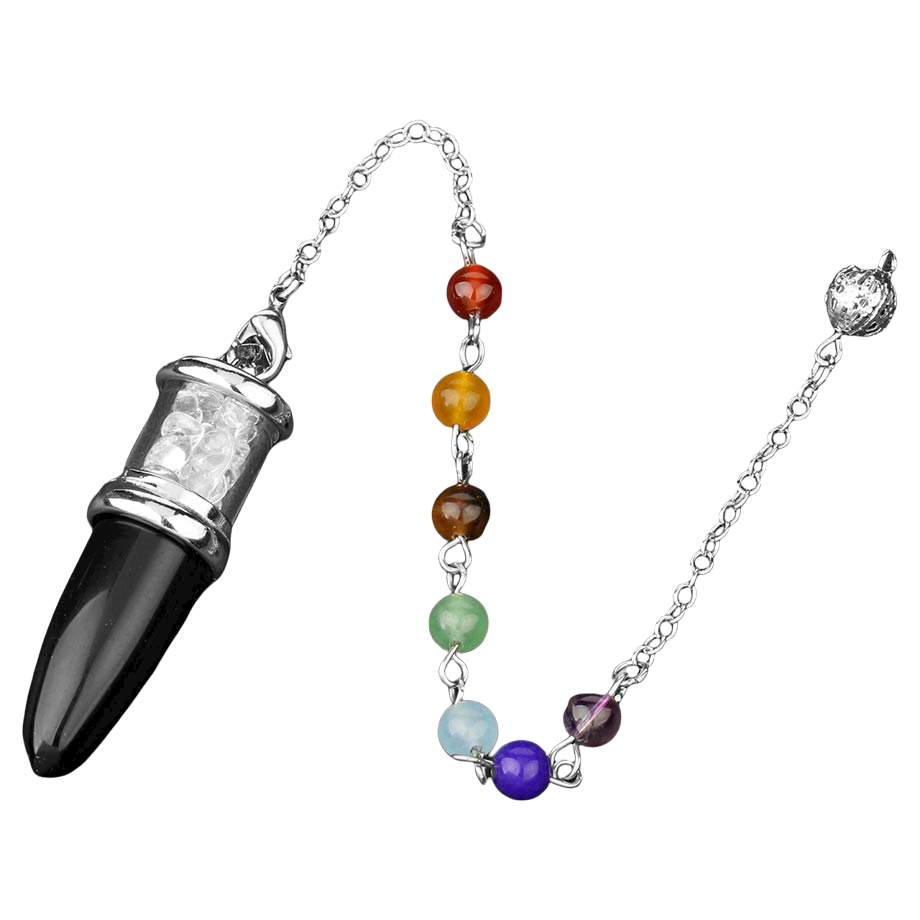 Pendule Sept Chakras en Onyx "Stabilité & Maîtrise de soi"